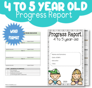 Progress Report 4 to 5 Year Old